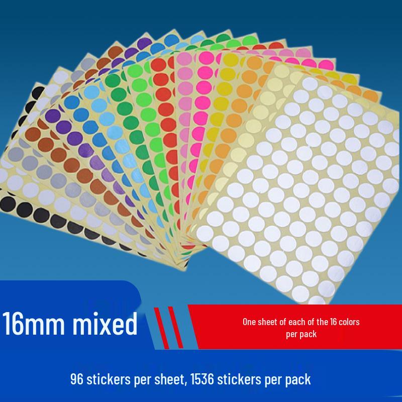Mixed Color Round Dot Sticker Labels - Available in 10, 16, and 20 Vibrant Colors