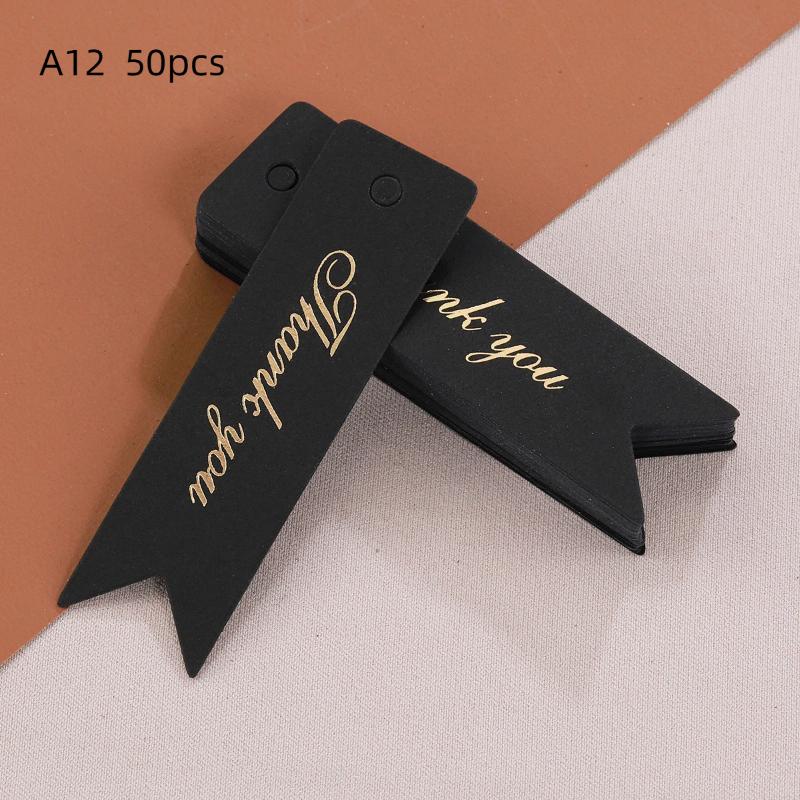 Thank You Tags 50Pcs Bronzing Stamping Black White Paper Card for Valentine's Day Gift Favor Retail Price Label