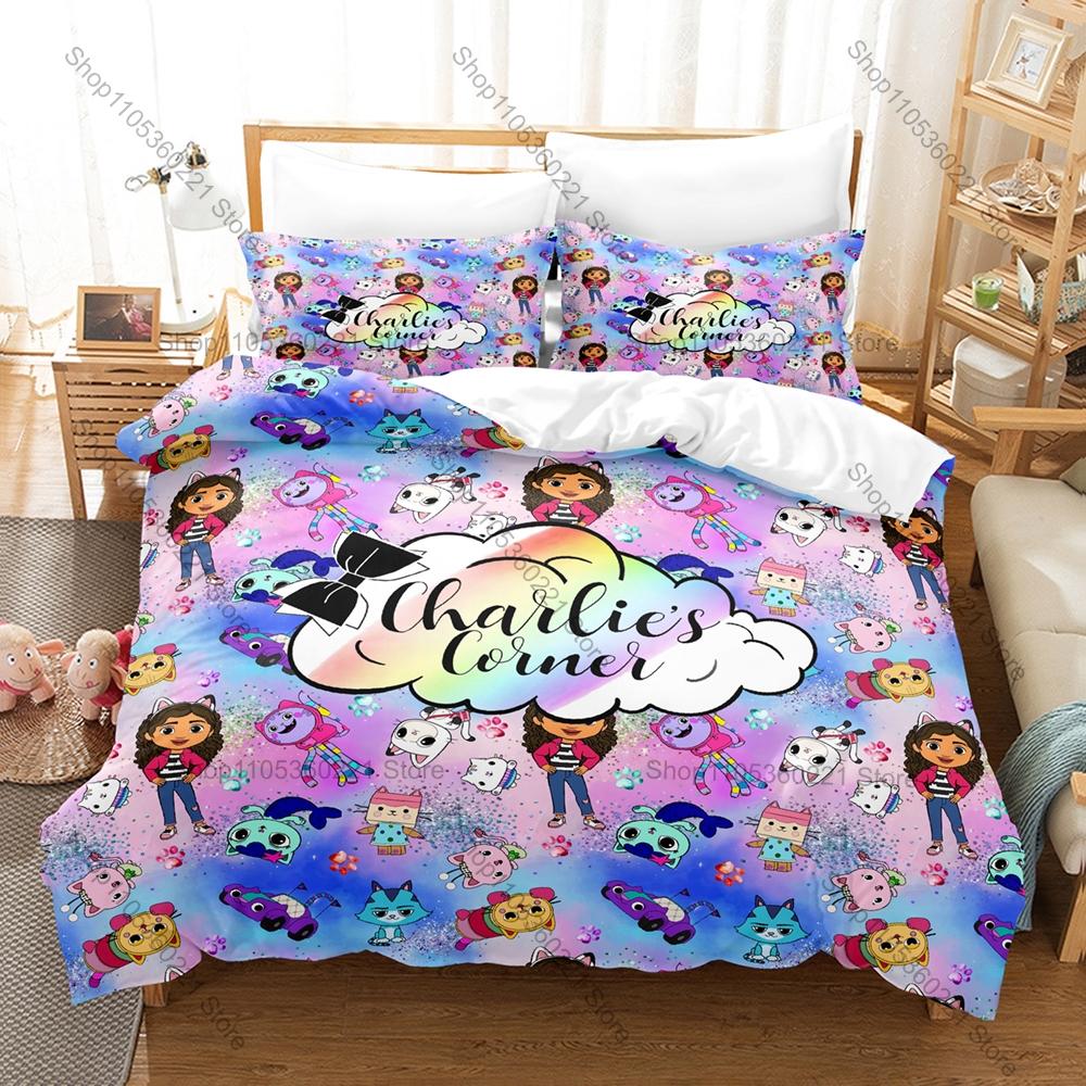 Cartoon Gabby's Dollhouse Duvet Cover Set 3Pcs Kids Bedding Set With Pillowcases Twin Full Queen King Bed Linen