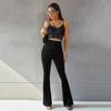 Women's Fashion Sexy High Waist Gold Velvet Ribbed Flared Pants