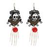 Halloween Fashion Trend Lace Skull Hand Earrings, Fun Holiday Party Earrings