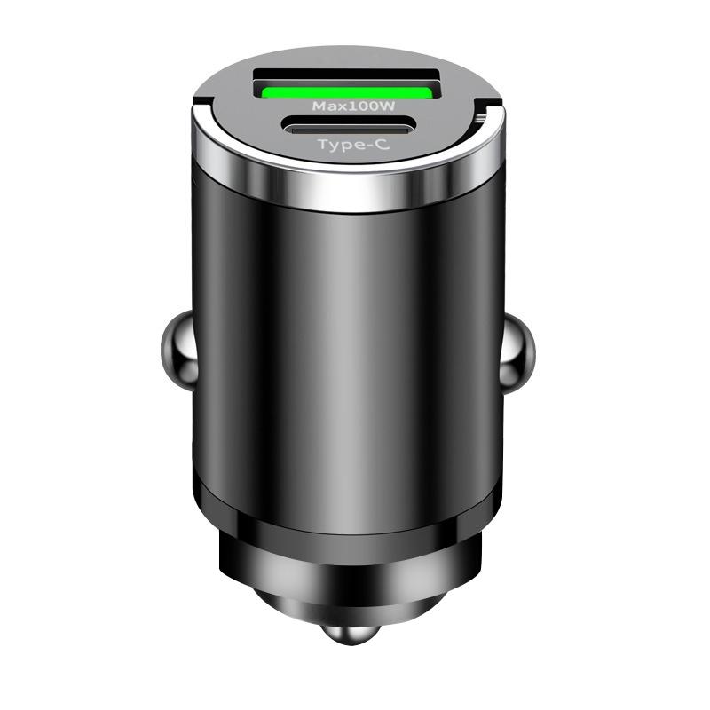 

Мини 100 Вт PD QC3.0 Быстрая зарядка Автомобильное зарядное устройство с кольцом-пуллером USB Type C Адаптер для зарядки телефона в автомобиле для iPhone 15 Xiaomi Samsung Huawei