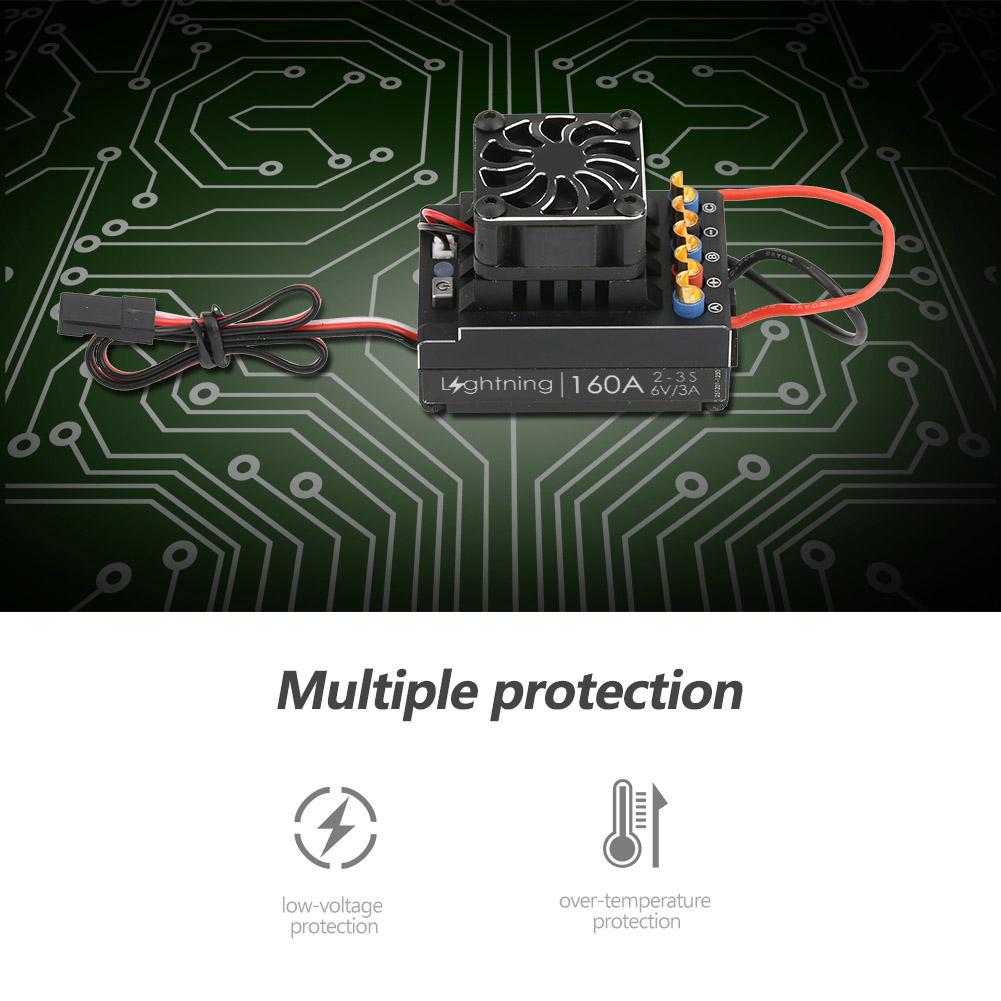 Flycolor Lightning Brushless 160A ESC Electronic Speed Control for RC Cars Truck (160A)