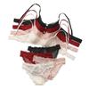 French Lace Women Underwear Sexy Hollow Thin Cup Push Up Bra Fashion Ladies Romantic Lingerie 4 Color Bras With Mesh Panties Set