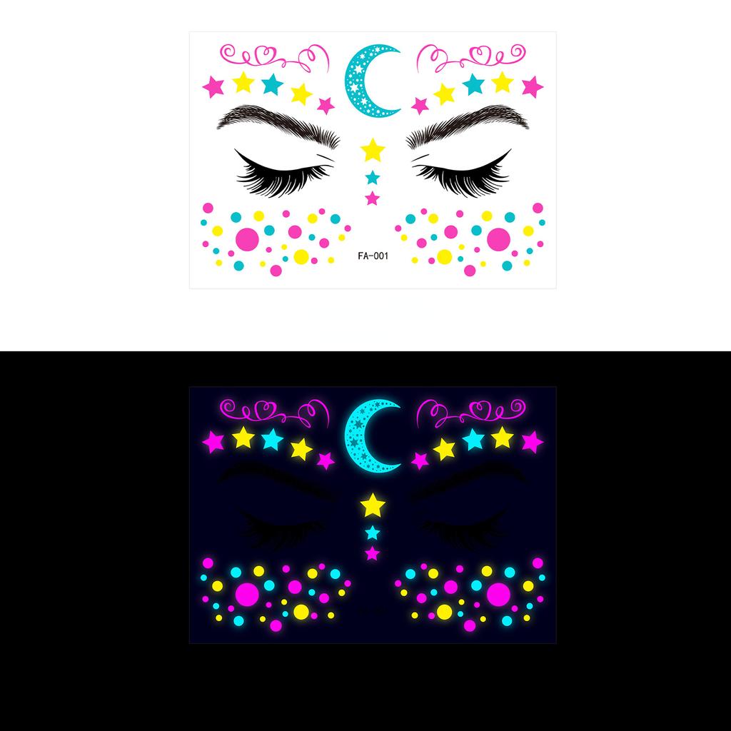 Music Festival Fluorescent Face Waterproof Nightclub Masquerade Neon Glow Tattoo Stickers