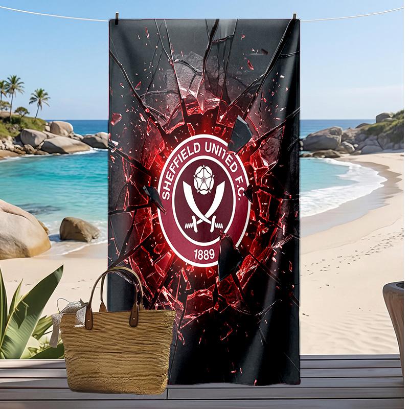 Sheffield United Football Print Beach Towel, Large Soft Quick Dry Towel for Beach Camping Swimming