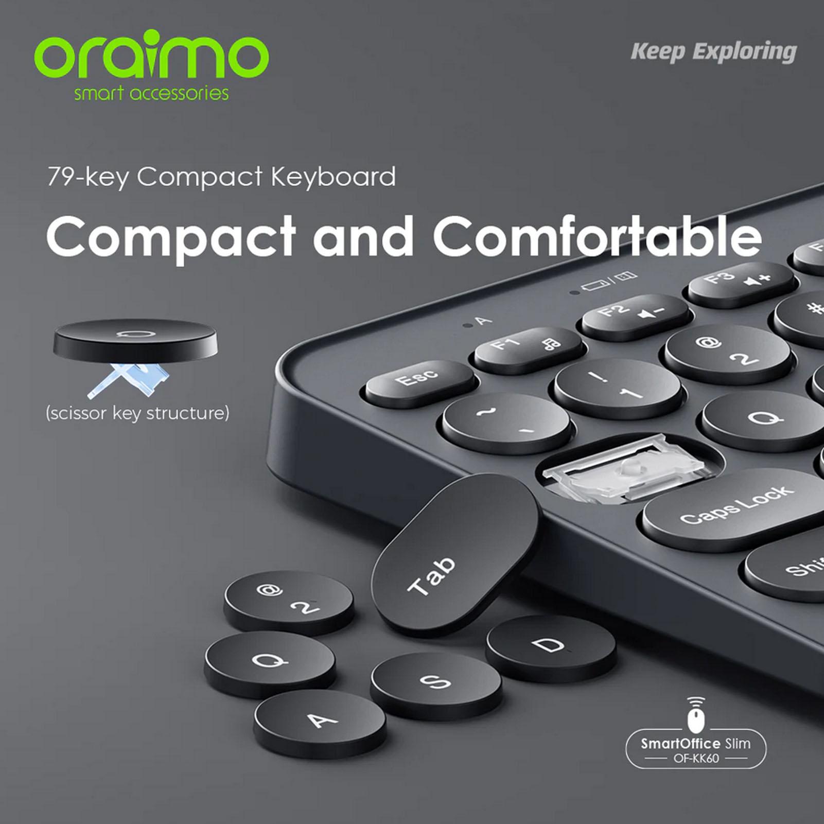

Oraimo SmartOffice Тонкий бесшумный ножничный механизм для набора текста Беспроводная клавиатура и мышь