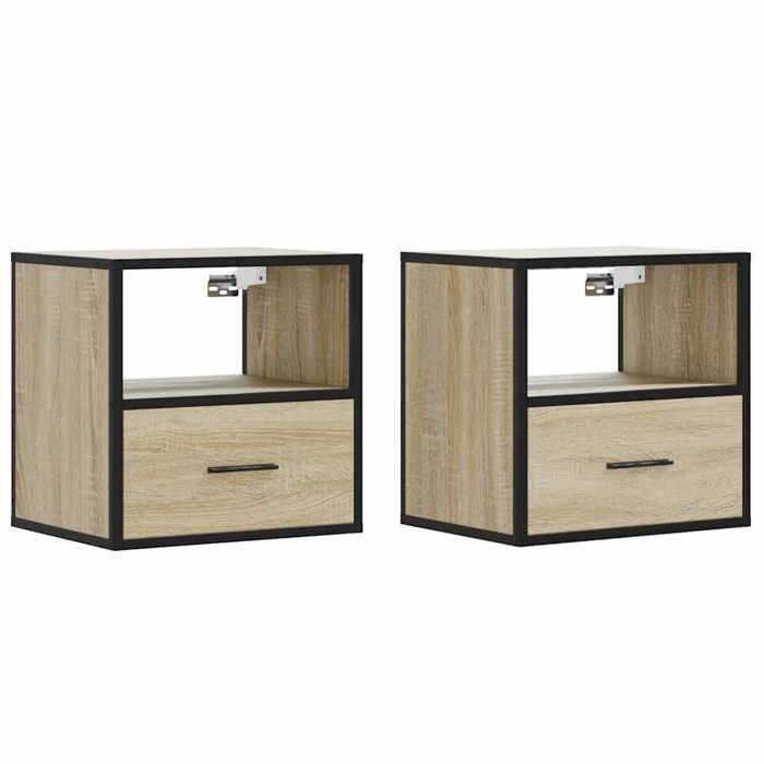 VidaXL Wall-mounted Bedside Tables 2 Pcs Sonoma Oak 40x31x39.5 Cm, Cabinet, Side Table, Bedside Cabinet, Cabinet of 848737