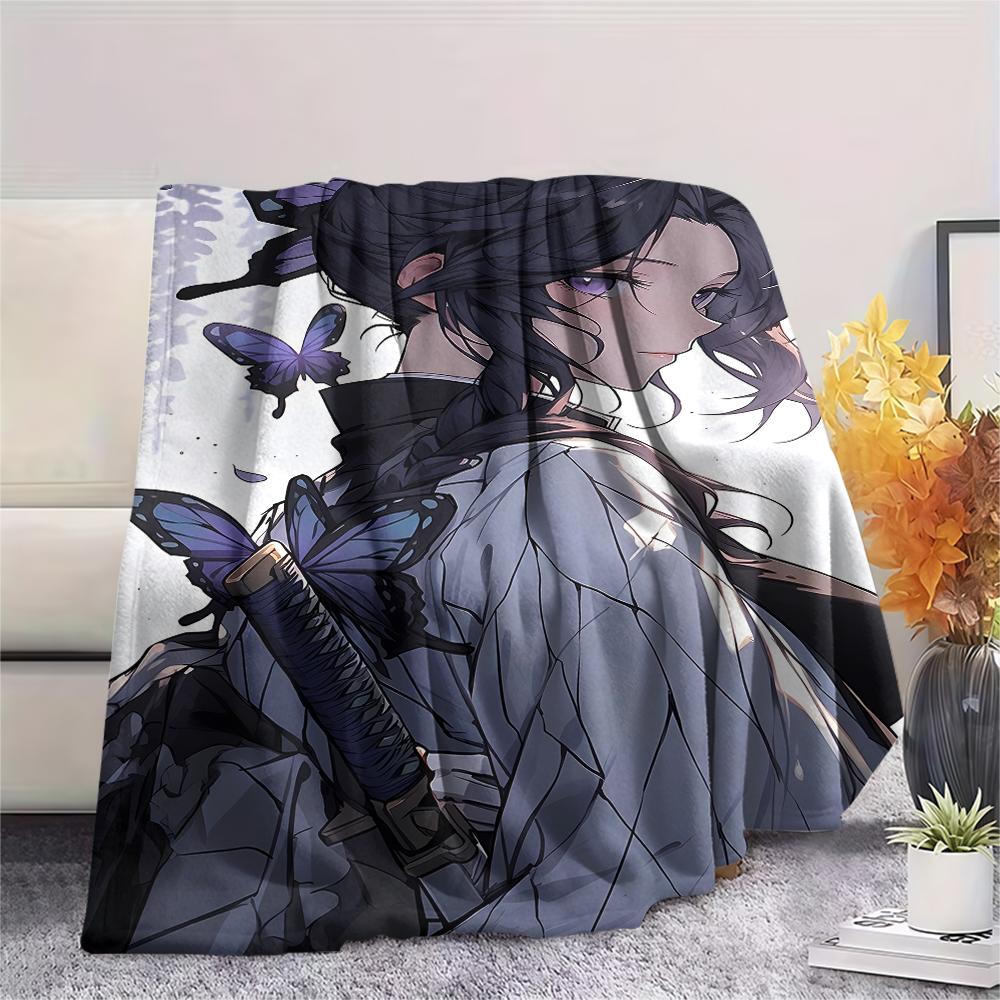 Shinobu Kocho Print Flannel Blanket,High quality Comfortable for All Seasons,Home Decor,Warmth and Comfort,Perfect for Christmas Gifts