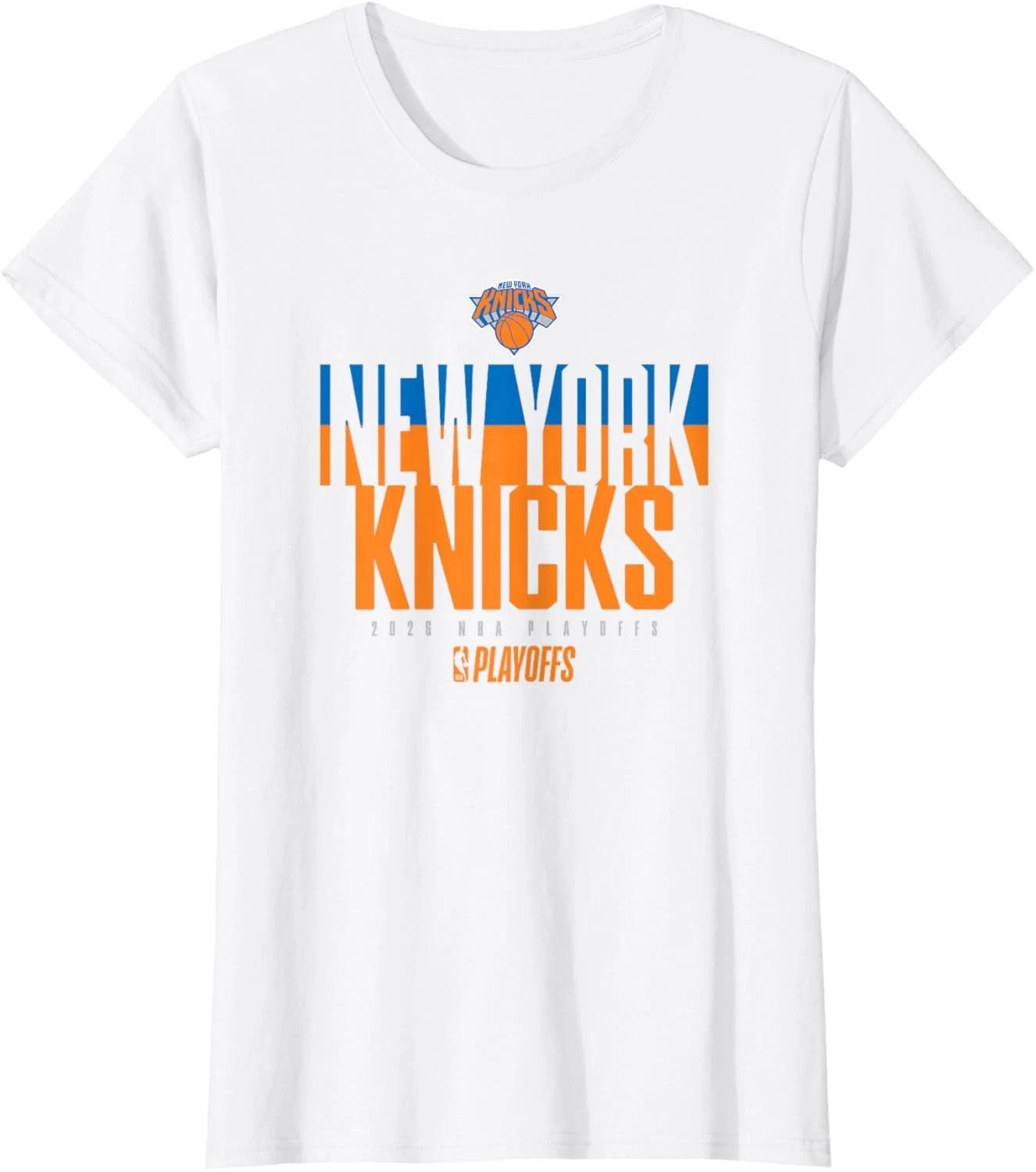 Official 2026 Playoffs New York Knicks Stacked Up Ladies Crewneck T-Shirt XXXXL