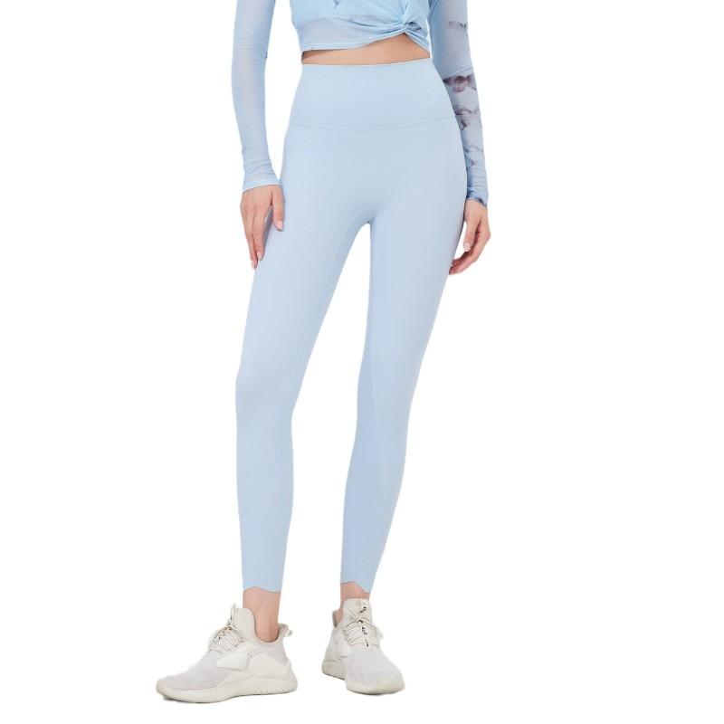 Womens High-Waisted Seamless Yoga Leggings Quick-Dry Running Pants Tight Fit Workout Trousers Gym Outdoor Exercise