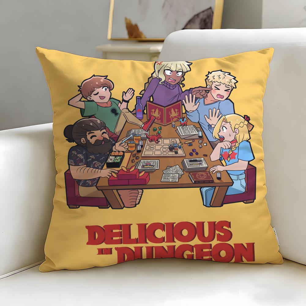 Popular Anime Delicious In Dungeon Cushion Cover Soft EasyWash Pillow Case Versatile for Couch Bed Travel and Office