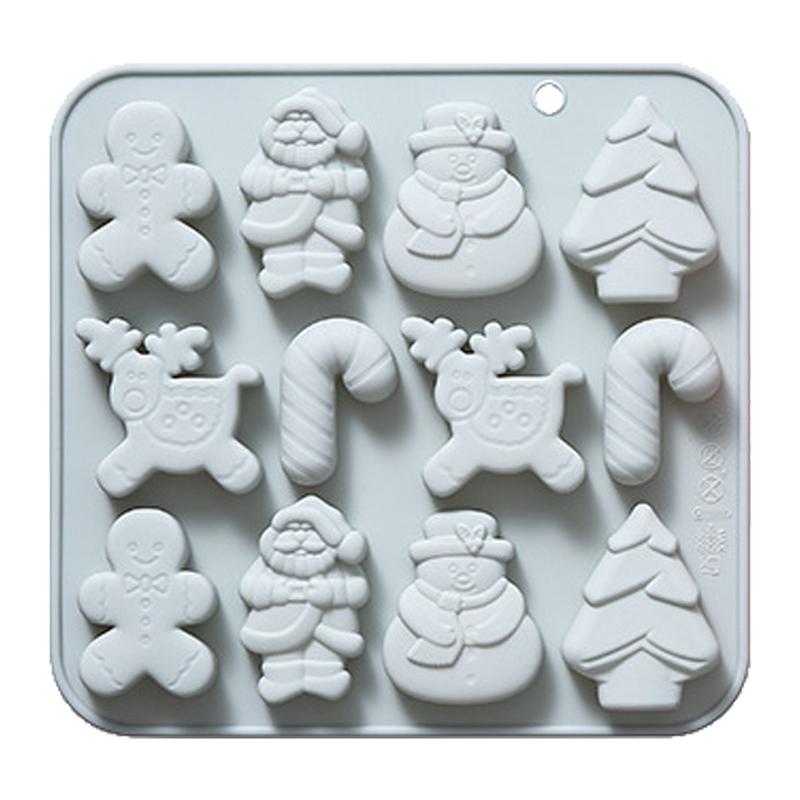 Christmas Silicone Chocolate Molds Candy Baking Moulds Handmade Santa Claus Snowman Xmas Tree Gingerbread Man Mold