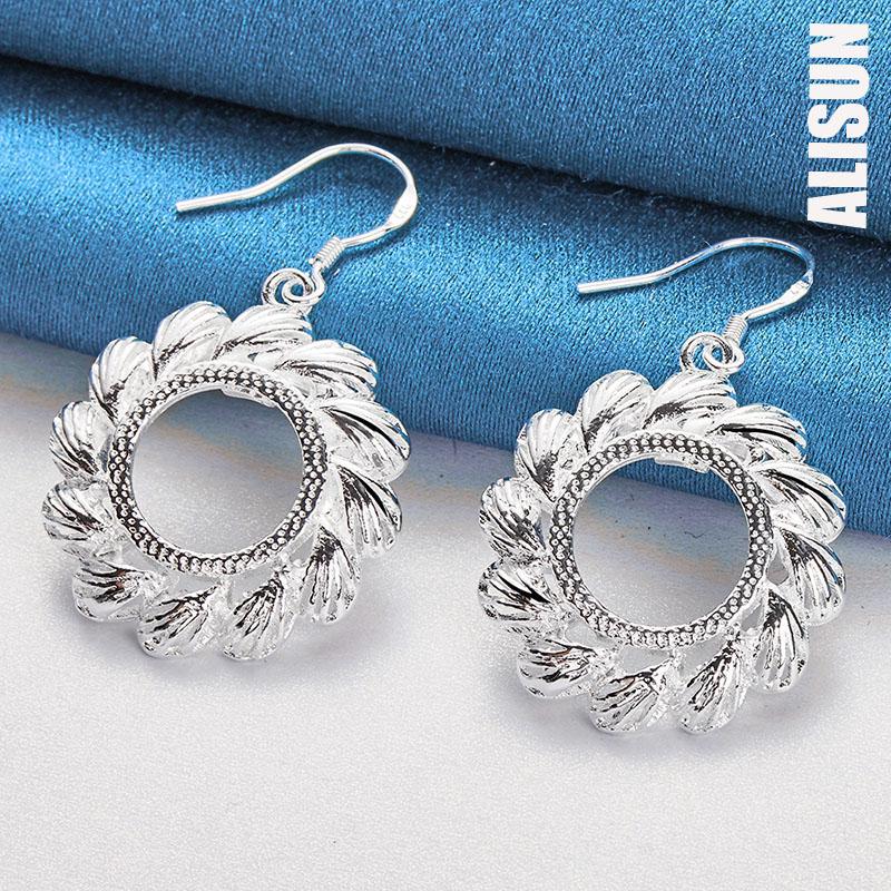 925 Sterling Silver Round Wind Wheel Pendant Perforated Earrings Fashionable Wedding Jewelry
