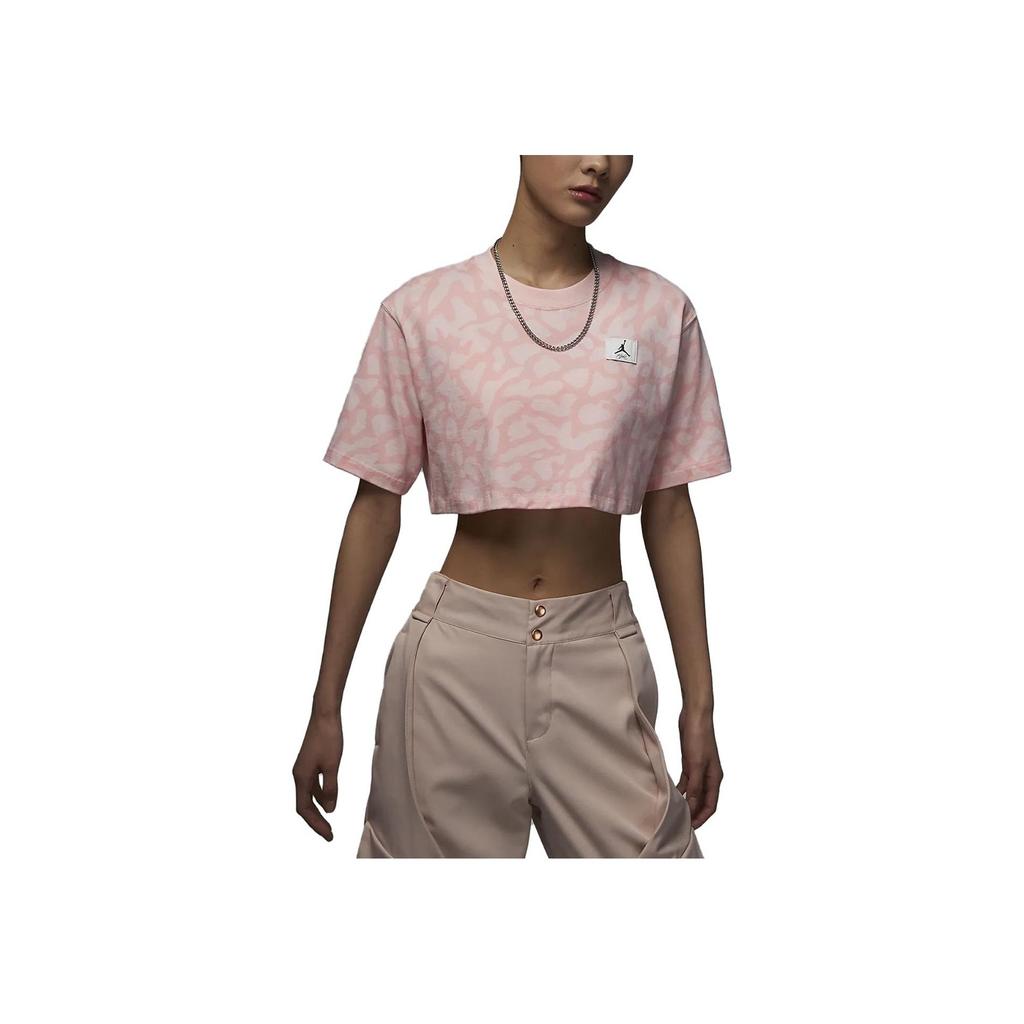 Jordan Logo Short Sleeve T-Shirt Women Tops Light-Pink DZ3215-610