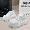 2025 summer new chic style platform white shoes women's height-increasing mesh versatile student casual board shoes bread shoes