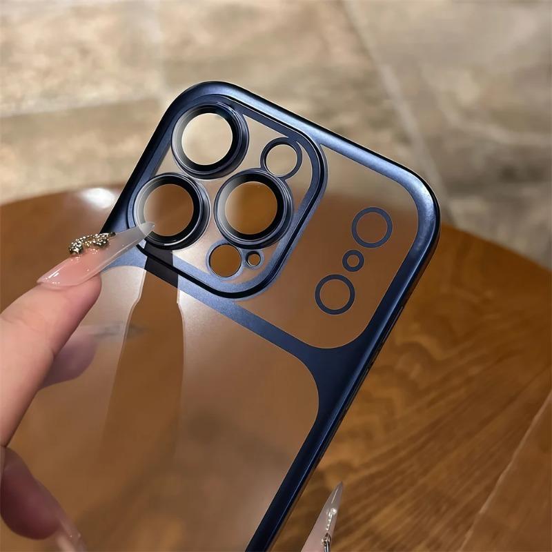 Luxury Plating Metallic Color Matte Transparent Phone Case For iPhone 17 16 15 14 13 12 11 17Pro Max Full Lens Protection Cover