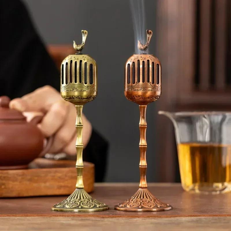 1pc Golden Finch Palace Lamp Alloy Incense Burner Home Indoor Tea Ceremony Supplies Decoration Multi-function Aromatherapy Tool