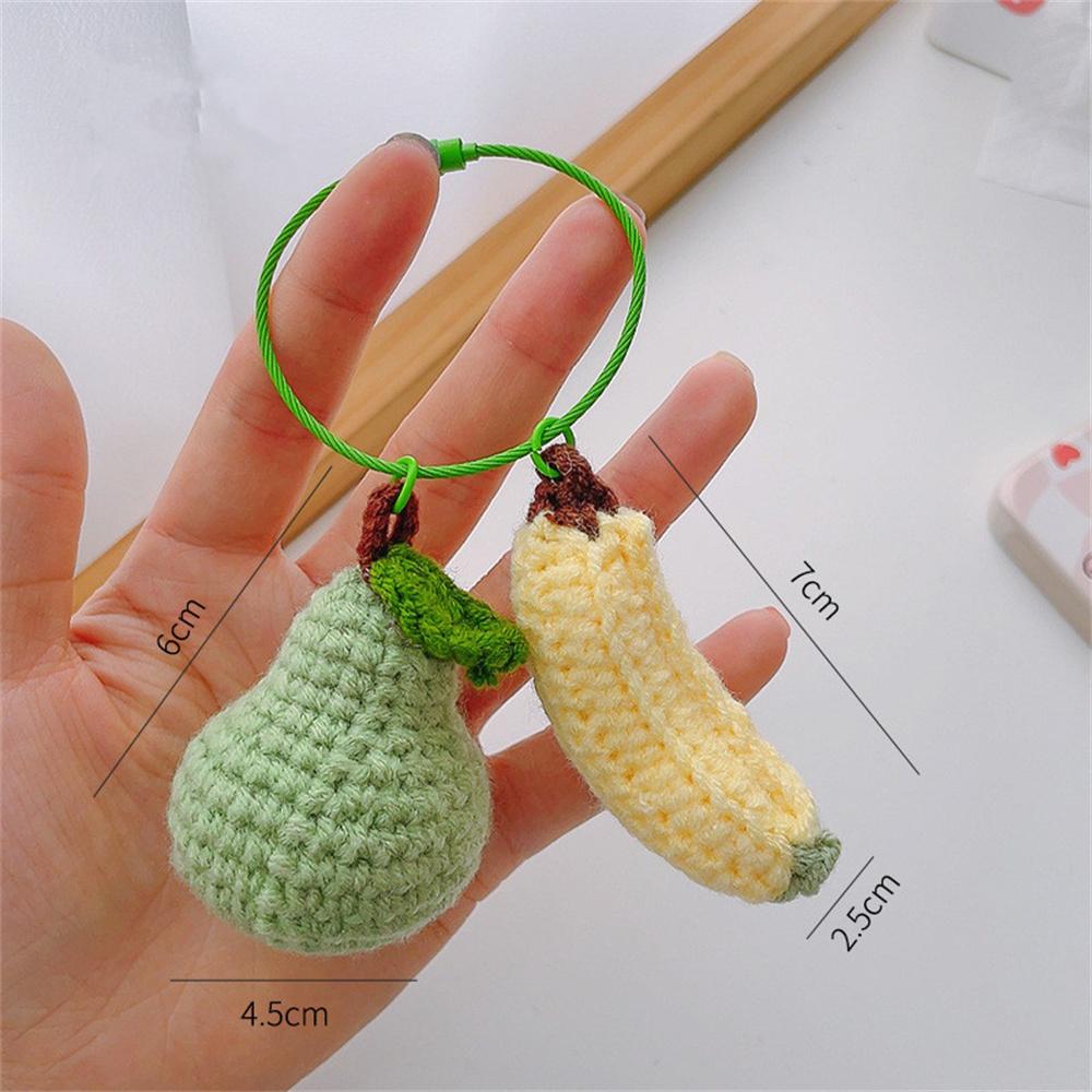 Handwoven Wool Knitting Keychain Pendant With Orange Strawberry Banana Sunflower Creative Bag Backpack Car Hangings Decoration