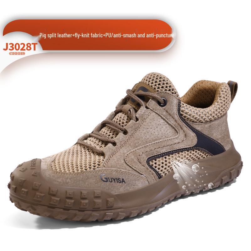 Men's Steel Toe Slip-On Suede Safety Shoes - Anti-Smash, Anti-Puncture, Ideal for Summer Welders