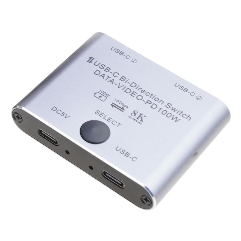 USB C Switcher for Double Computers with 8K Video Display PD100W Charging, Support Highly Speed 10Gbps Data Transfer
