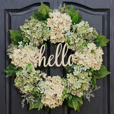 Kranz für die Haustür Frühlingskranz Grüner Hortensienkranz Sommerkranz Handgefertigt Hallo-Kranz Für Zuhause Hochzeit Tür Party Dekorationen
