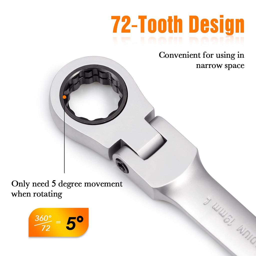 LEONTOOL Socket Ratchet Wrench Quick Release Ratchet Metric Ratchet Combination Wrench Double Box Universal Spline Ratchet Wrench Set 36-Piece Set,