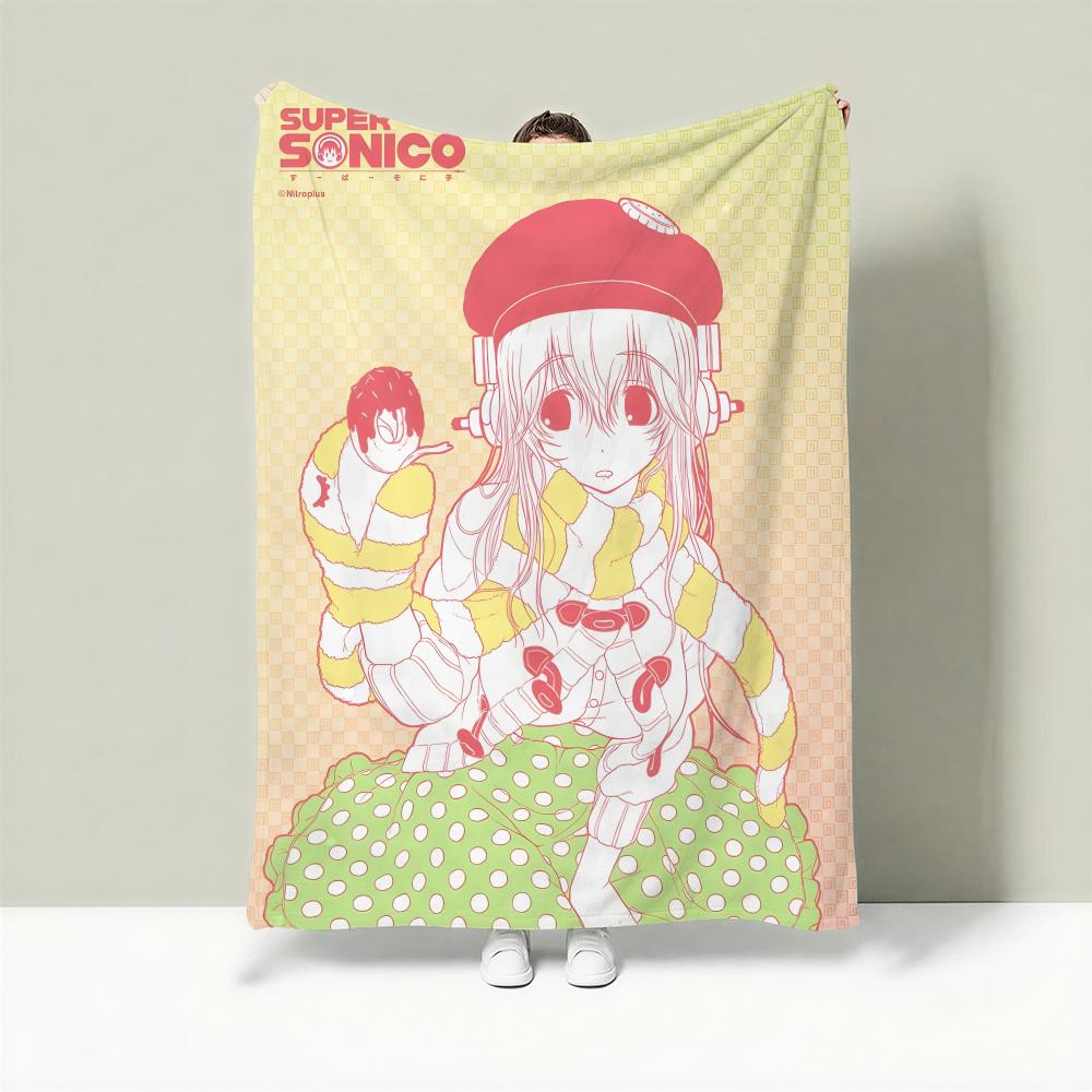 Character S-Super Sonico Throw Lightweight 240g Flannel Blanket Soft Skin-friendly for Summer Cooling