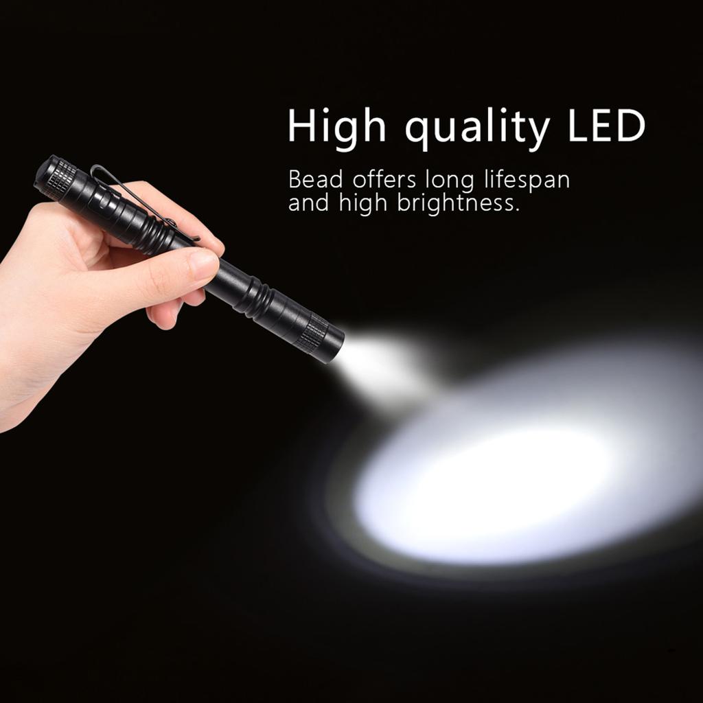 Mini Portable LED Pen Clip Pocket Flashlight High Bright Light Torch Lamp Battery Powered