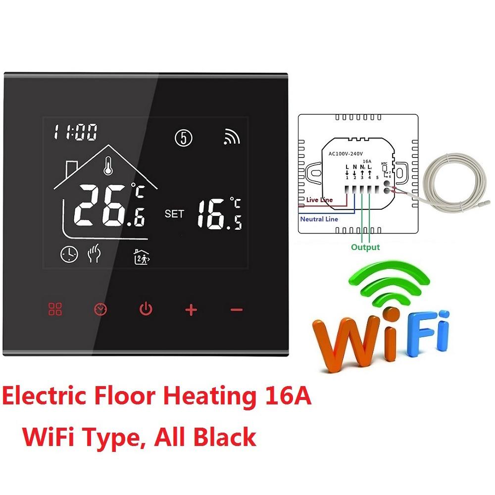 M4A Tuya Smart Thermostat Wifi Optional for Water & Electric Floor Heating Voice Control with Alexa Google Home & Touch Display