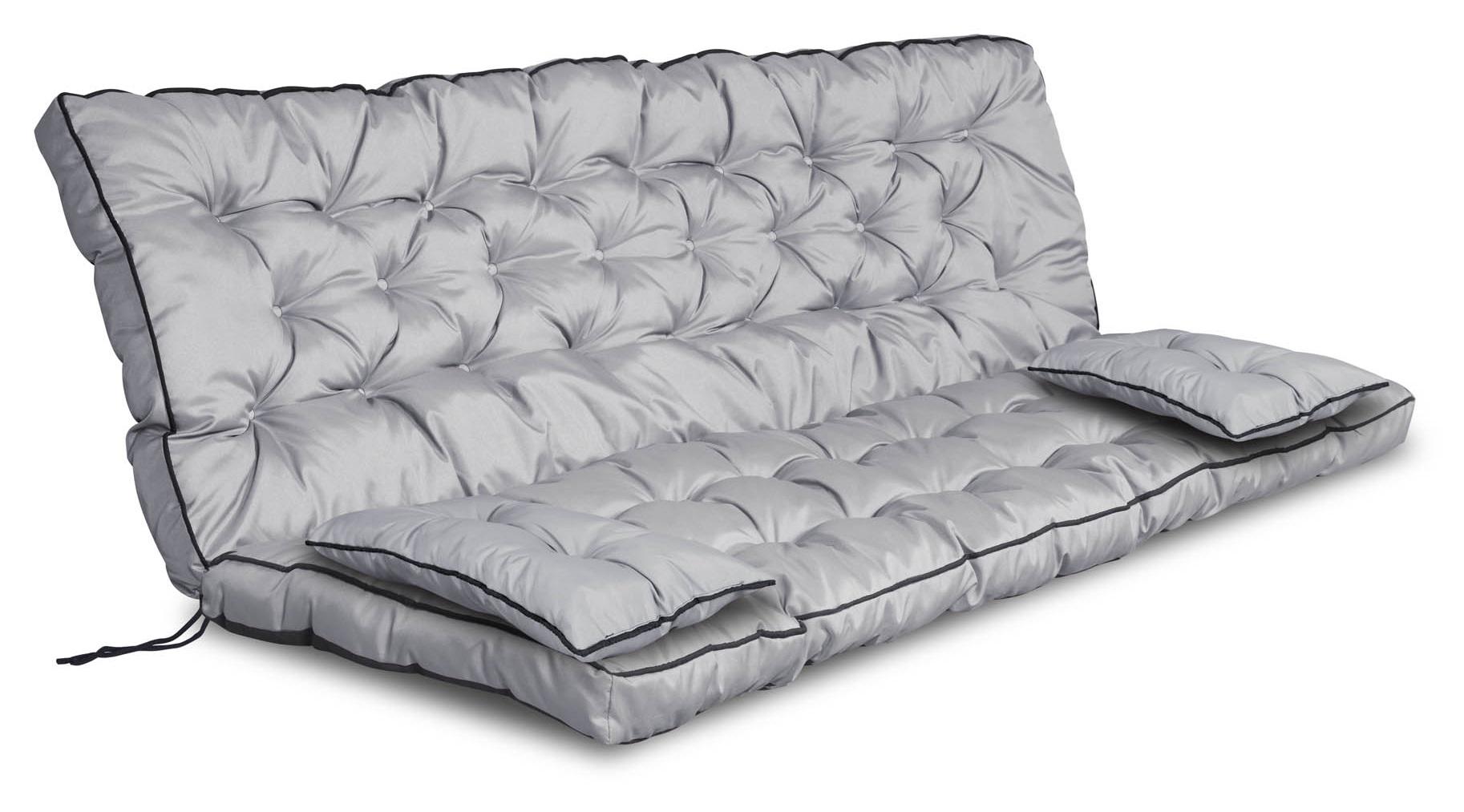 Garden set, high side with piping, 180x60x50 cm, gray