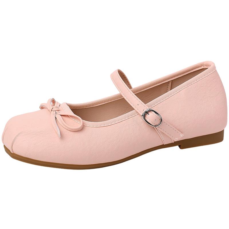 Fashion versatile buckle casual retro bow Mary Jane shoes women's summer temperament ballet shoes light mouth single shoes