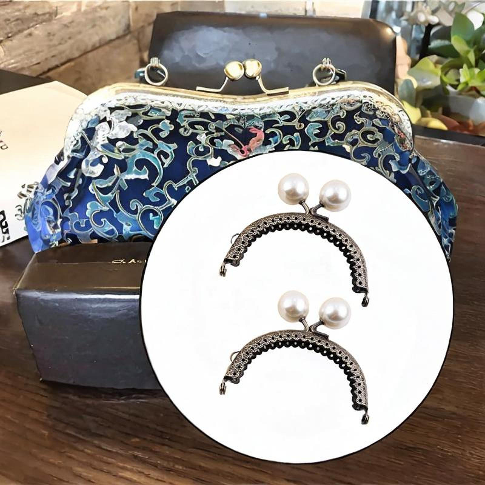 

2 Pack Metal Frame for Kiss Lock Purse, Replacement DIY Craft Bags 8.5cm