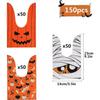 150Pcs Halloween Candy Bags Halloween Pumpkin Zombie Ghost Bat Snack Treat Favor Bags Cookie Sweets Biscuit Bag 3 Styles