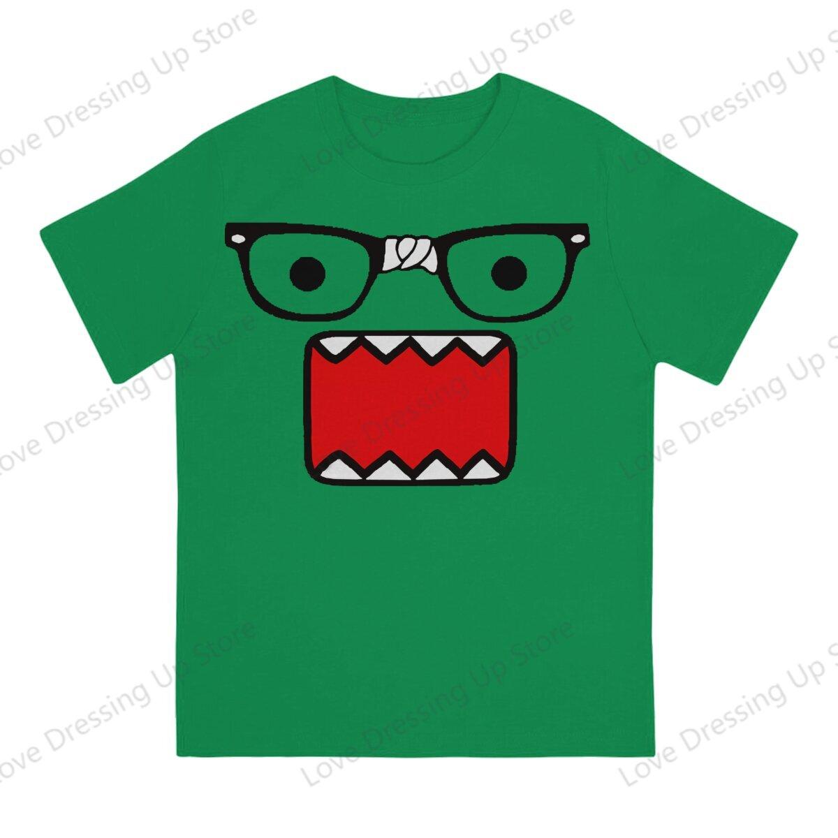 Comfortable season Domo Kun Print Grappig T-shirt met Korte Mouwen Heren Dames Veelzijdig Koppel Tops M groen