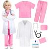 Kids Doctor Toy Set with Stethoscope Soft Fabric Realistic Pretend Play for Children 3-4 Years 110cm White/Pink