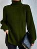 Autumn Winter Knitwear Mid Length Raglan Sleeve High Collar Split Hem Sweater Dress Luxurious Relaxed-fit Slimming and Versatile Top