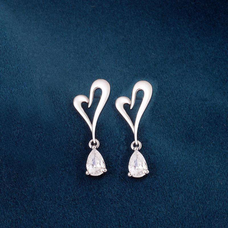 S925 Sterling Silver Heart & Water Drop Earrings for Women – 2026 New Luxury Design, Hot-Selling Dangle Style.