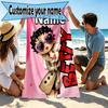 Custom Name Personalized Betty Boop Print Beach Towel, for Trip Camping Beach Party Home Decor, Birthday Gift for Family & Friends