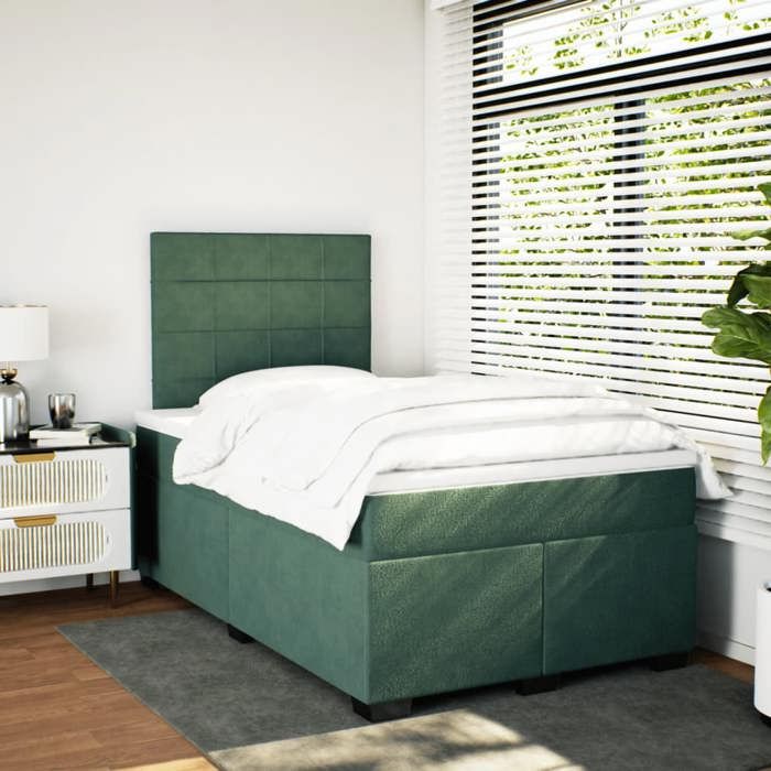 VidaXL Sommier à lattes de lit avec matelas vert foncé 120x190 cm 3290861