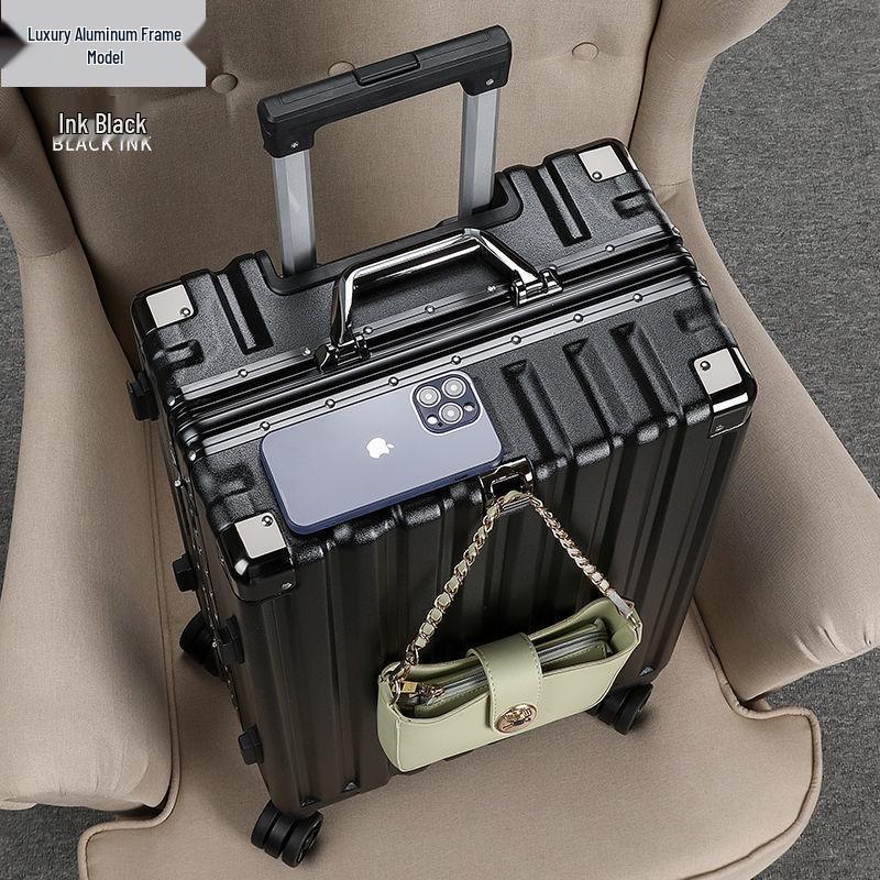Durable Aluminum Trolley Suitcase with Silent Wheels, Large Capacity, Combination Lock - Ideal for Men, Women, and Students