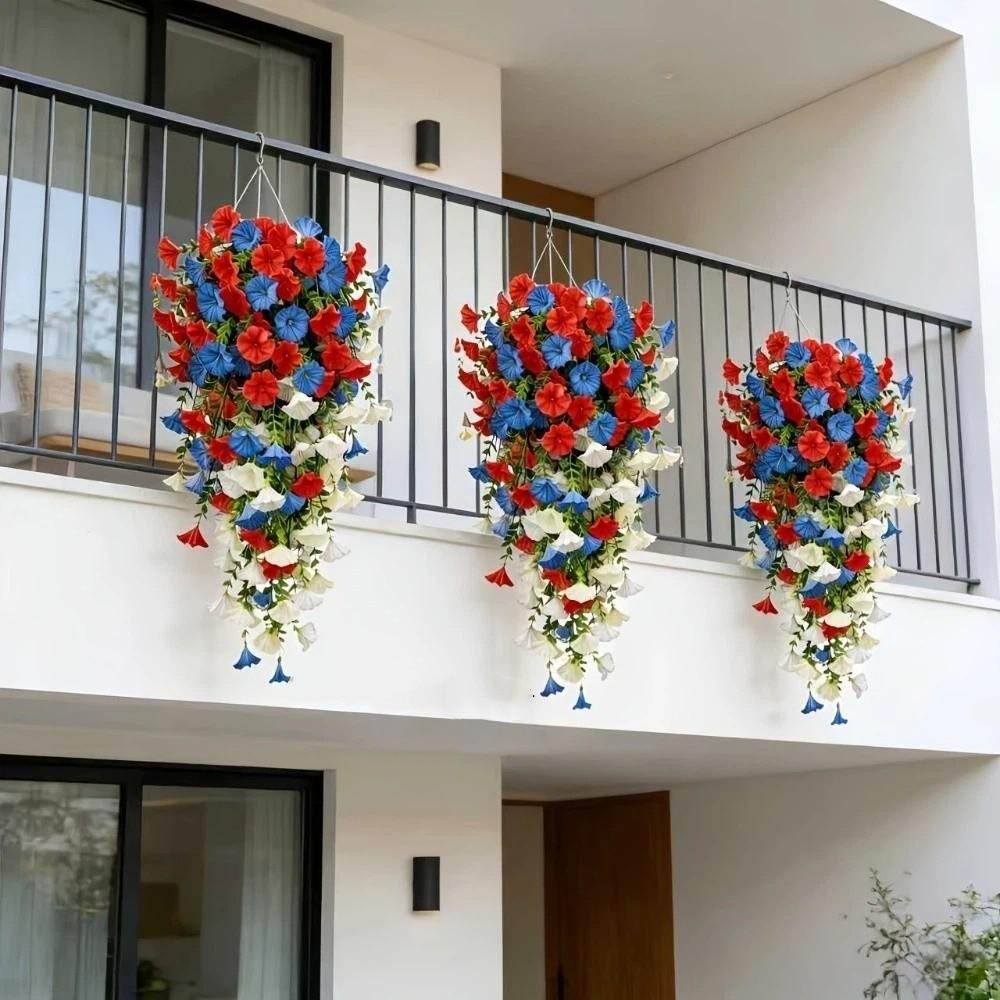 Colorful Artificial Morning Glory Flowers Plastic Morning Glory Branch Green Plants Living Room