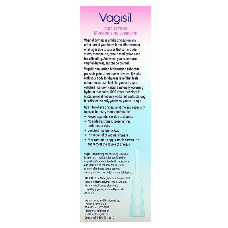 Long-Lasting Moisturizing Lubricant, 8 Pre-Filled Internal Disposable Applicators, 0.2 Oz (5.9 G) Each
