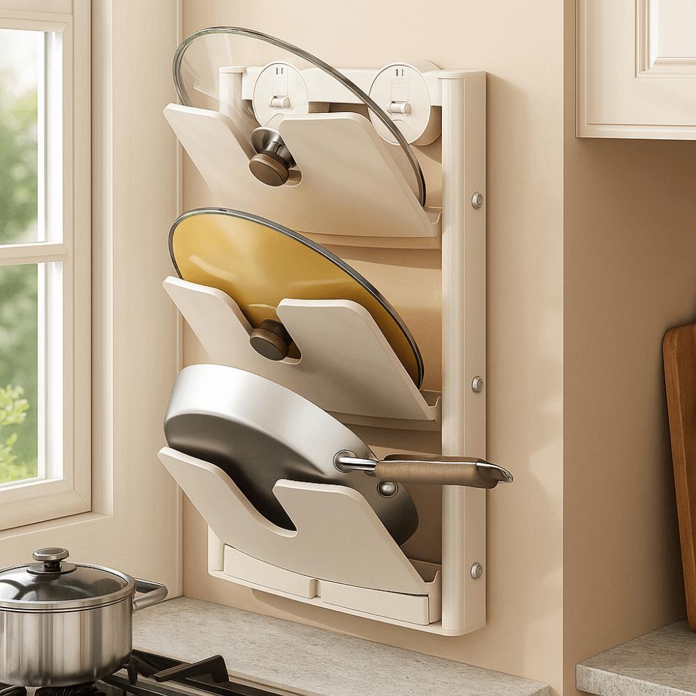 Wall Mounted Cutting Board Holder Punch-Free Pot Lids Holder Chopping Board Rack for Home