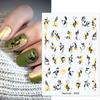 Nail Sticker Vivid Bright Ultra Thin Black White Leaves Flower Nail Tropical Geometry