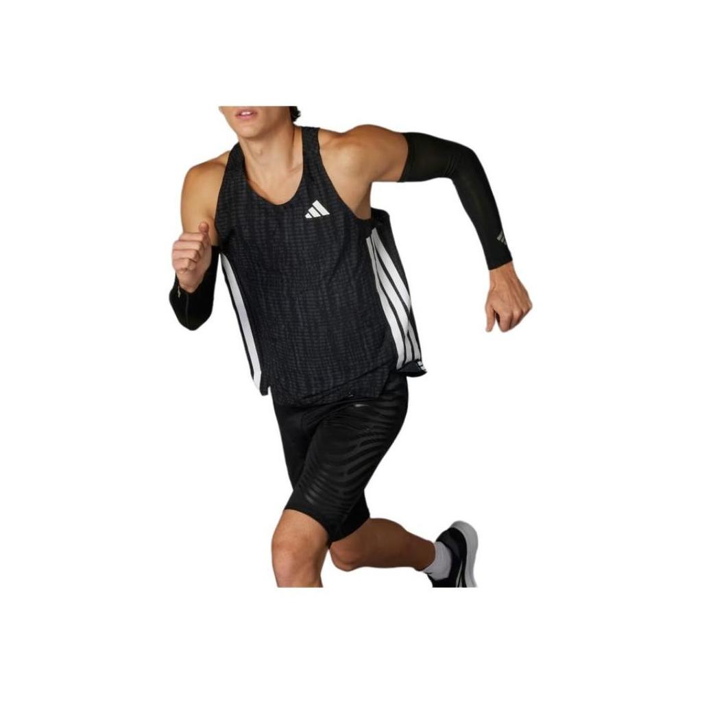 adidas Adizero Striped Design Versatile Slim Fit Tank Top Men Tops Black JN0298