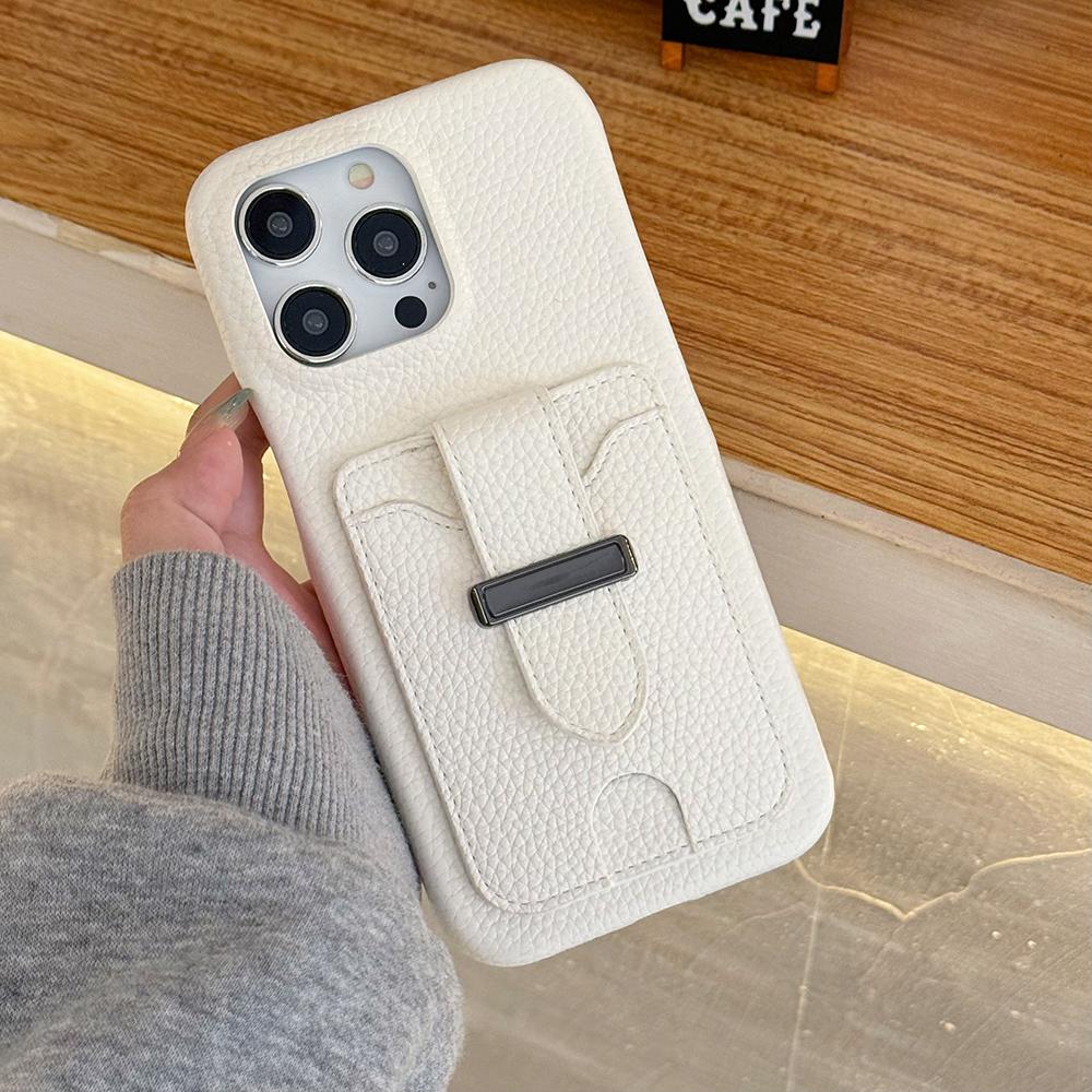 For iPhone 16 Pro Case with Card Slots Litchi Texture Leather+PET Phone Cover