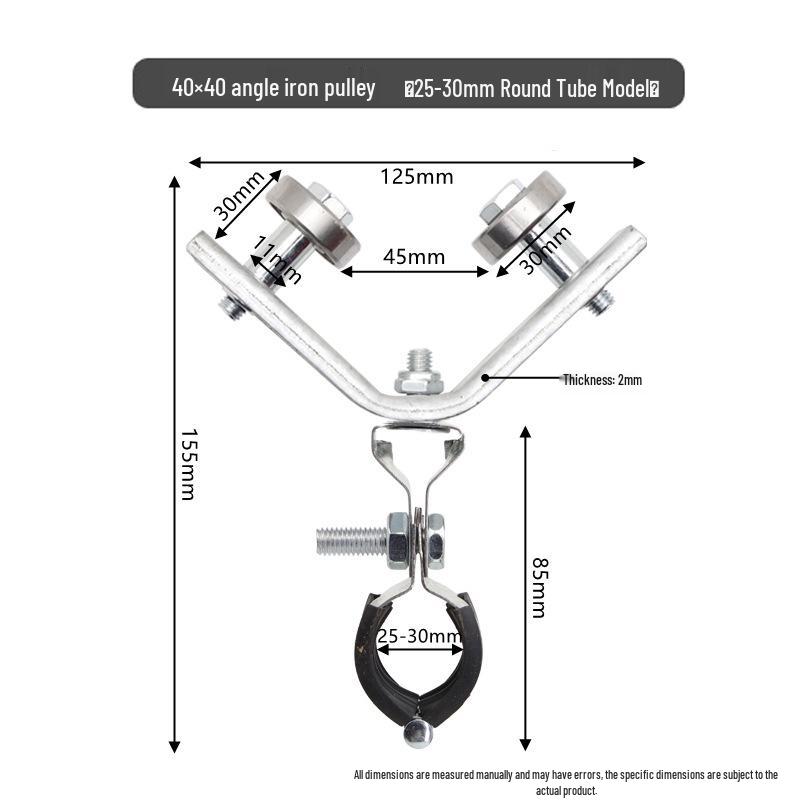 Poulie en fer d'angle pour arrosage de serre avec roulement à œillet et chariot à roues