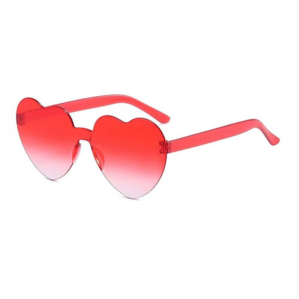 Liebe Herz Form Sonnenbrille Frauen Randlose Rahmen Tönung Klare Linse Bunte Sonnenbrille Weibliche Rot Rosa Gelb Shades Reisen