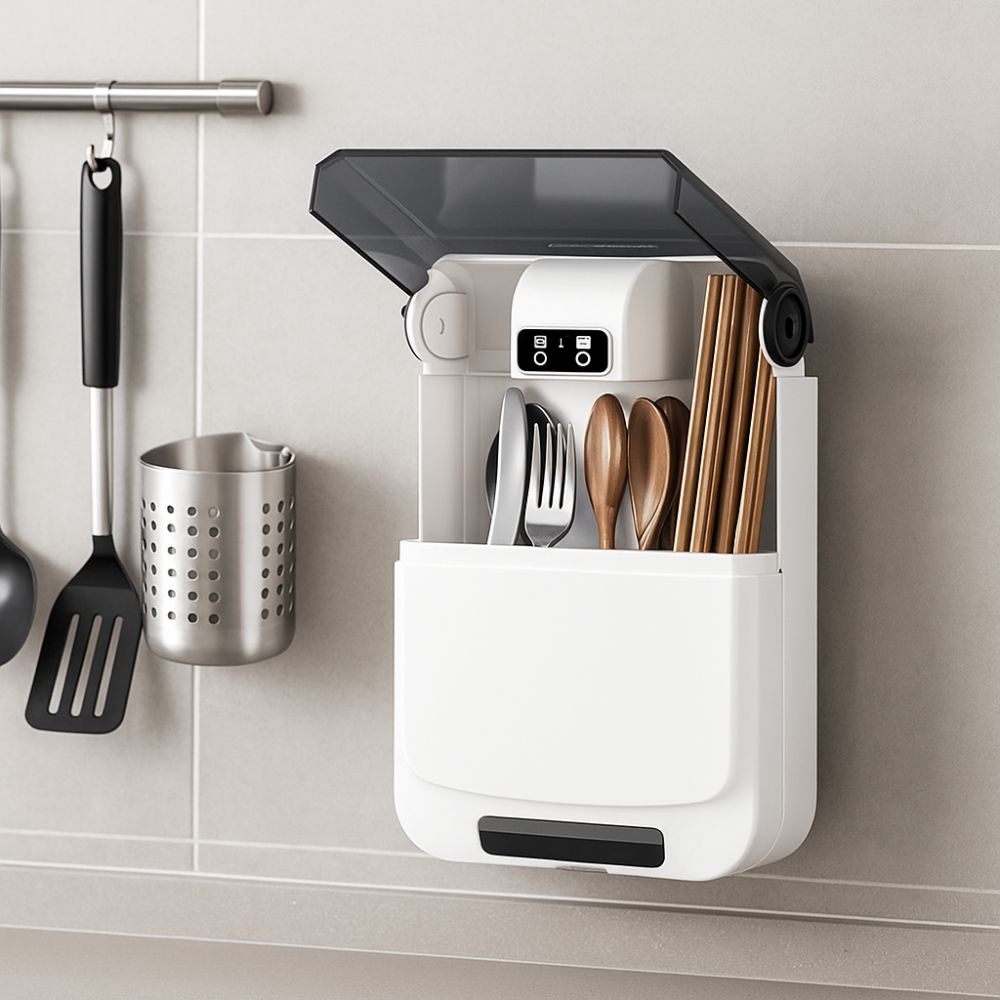 Dustproof Disinfecting Dish Drainer Holder USB Charging Chopsticks Spoon Basket  Restaurant